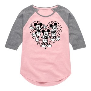 Girls' - Disney - Mickey & Friends Shirt Tail Raglan Graphic T-shirt - 1 of 3
