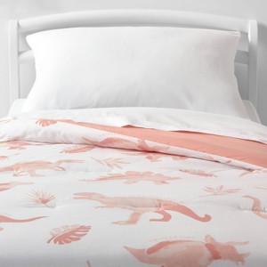 Toddler Pink Dinosaur Kids' Comforter - Pillowfort™: Lightweight, Machine Washable, OEKO-TEX Certified, 58"x42" - 1 of 3