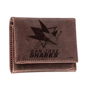 Evergreen NHL San Jose Sharks Brown Leather Trifold Wallet Officially Licensed with Gift Box - 1 of 1