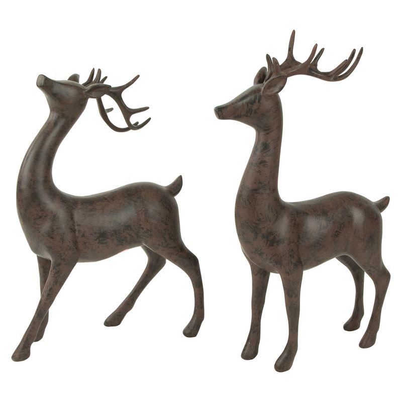 Northlight Set of 2 Brown Deer Christmas Decorations 14", 1 of 7