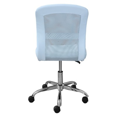 Ergonomic Sky Blue Faux Leather Low-Back Swivel Task Chair