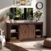 Vynxaria Modern 65 Inch Solid Wood TV Cabinet, Brown, Double-Layer Storage, Sliding Doors, Adjustable Shelves - 3 of 4