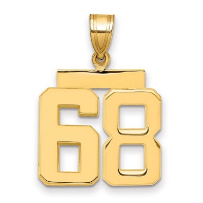Black Bow Jewelry 14k Yellow Gold, Athletic Collection Medium Polished Number 68 Pendant