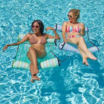 Syncfun 2 Sets 4-in-1 Hammock Inflatable Pool Float with Air Pump, Premium Swimming Pool Lounger, Multi-Purpose Pool Hammock