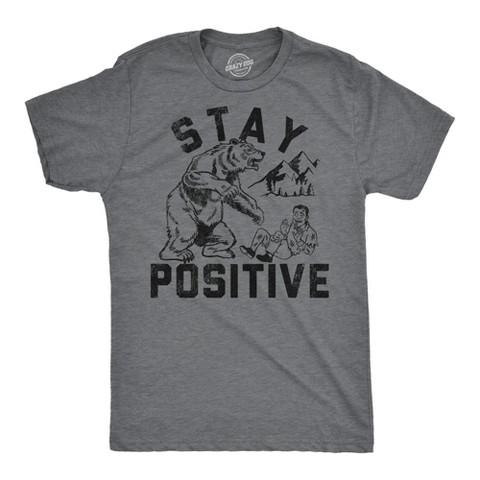 Мужские футболки Crazy Dog T-Shirts, Inc. Mens Funny T Shirts Stay Positive Bear Attack Sarcastic Graphic Tee for Men - Crazy Dog Men's T Shirt for Animal Lovers Dark Grey XXL