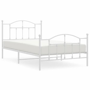 vidaXL White Twin XL Metal Bed Frame with Headboard & Slats, No Mattress, Easy Assembly - 1 of 4