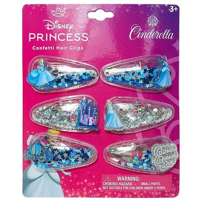 Disney Cinderella 6-Pack Girls Snap Hair Clips – Disney Princess Confetti Hair Clips  – Ages 3+