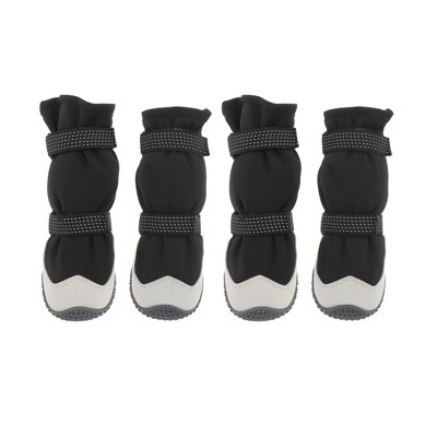 Unique Bargains Reflective Pet Footwear Dog Boots Black 4 Pcs