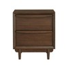 Vynxaria Mid-Century Modern 2-Drawer Nightstand - Walnut Finish, USB Charging Port, Dovetail Drawers, Walnut Veneer/Wood, 1pc Bedroom Furniture - 2 of 4