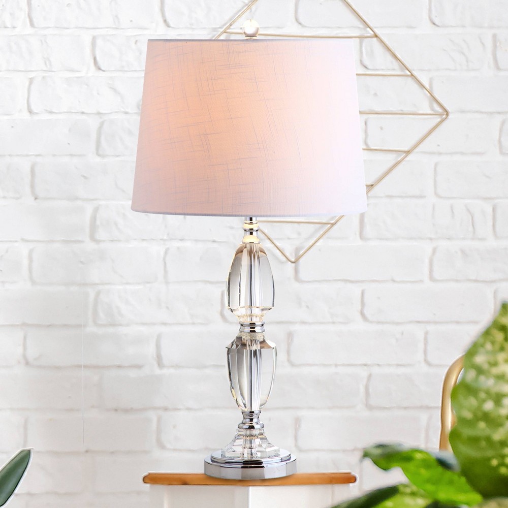 Photos - Floodlight / Street Light 27" Crystal Graham Table Lamp with Linen Shade for Nightstand - JONATHAN Y