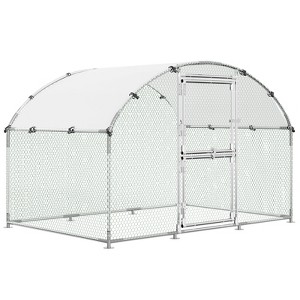 Heavy Duty Metal Chicken Coop with Split Door, Escape-Proof Outdoor Poultry Cage with Run, Steel Frame with Waterproof & UV-Resistant Dome Roof Cover - 1 of 4
