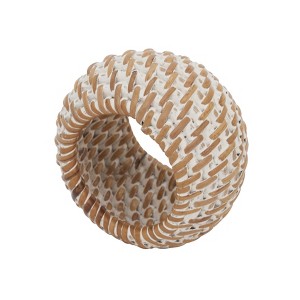 Saro Lifestyle Rustic Napkin Rings With Woven Rattan Design - 1 of 4