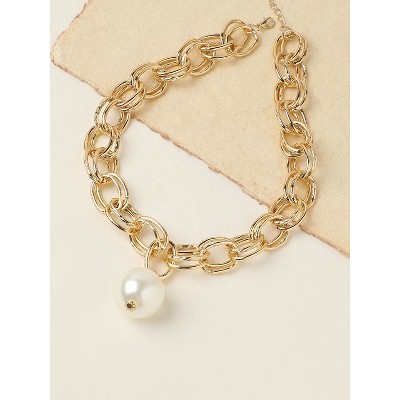 Women's Pearl Chain Necklace - Champayane Gold