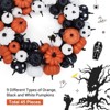 18 Inch Halloween Fall Wreath for Front Door, Black Orange White Artificial Pumpkin Wreath for Fall and Halloween Indoor Outdoor Home Party Decor - 4 of 4