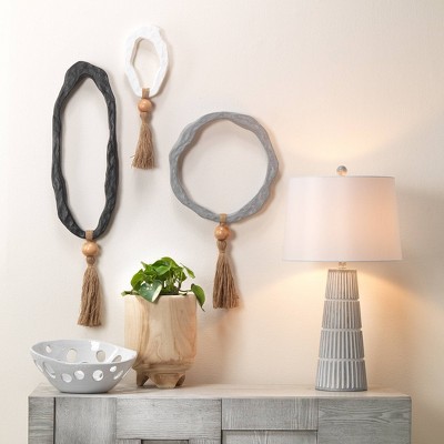 Gray Cement Table Lamp with White Linen Shade