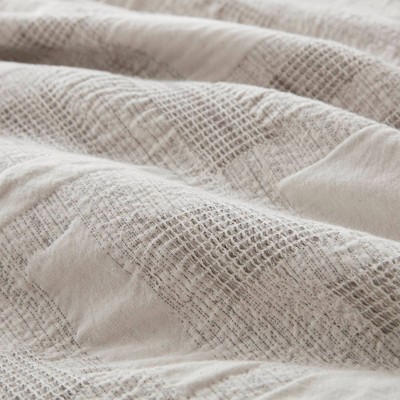 Ivory Cotton Jacquard King Duvet Set with Geometric Pattern