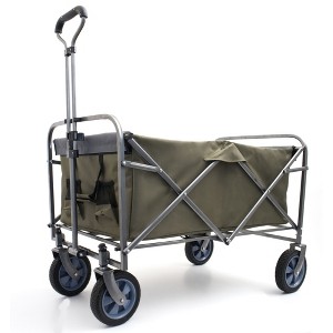 SKRAN Folding Wagon, Heavy Duty Utility Beach Wagon Cart with Big Wheels, Adjustable Handle Drink Holders for Camping and Outdoor - 1 of 4