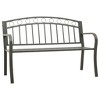 vidaXL Patio Bench 49.2" - Industrial Gray Powder-Coated Steel - Comfortable and Durable Outdoor Furniture with Weather Resistance and Armrests - 2 of 4
