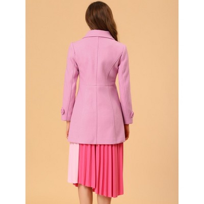 Женские куртки Allegra K Women's Peter Pan Collar Single Breasted Outwear Winter Buttoned Long Coat Charm pink X-Small — фото 5