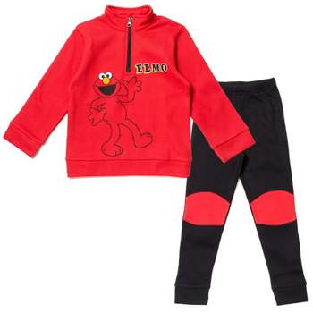 Sesame Street Elmo Cookie Monster Boy's Fleece Pullover Hoodie and Pants  Outfit Set Toddler