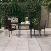 vidaXL Garden Dining Set Black PE rattan, powder-coated steel, glass - Brown and Black 31.5" Table Length 2 Items - 2 of 4