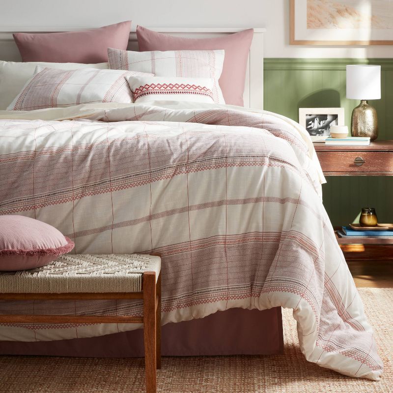 8pc Stripe Boho Comforter Set Mauve - Threshold™, 3 of 13