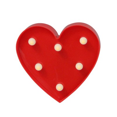 Northlight 6" Battery Operated LED Lighted Valentine's Day Heart Marquee Sign - Red