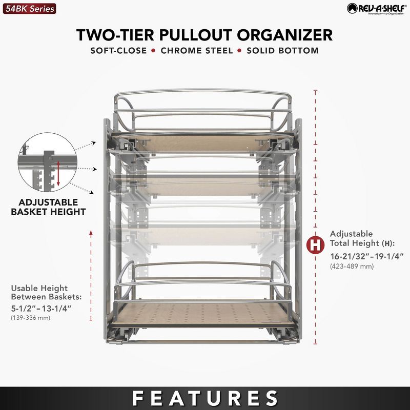 Rev-A-Shelf 2 Tier Solid Bottom Pull Out Base Cabinet Organizer, 6 of 10