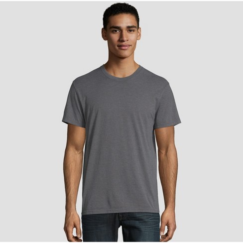 Hanes Premium Men's Short Sleeve Black Label Crew-Neck T-Shirt - Charcoal  Heather L