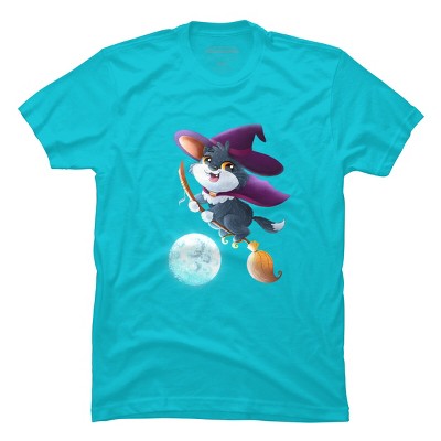 Men's Design By Humans Halloween cat witch By Yelllowlion T-Shirt