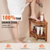 VEVOR Corner Teak Shower Bench, 17" Height 12" Radius, 100% Teak Wood Corner Shower Beach, 300 LBS with Storage Shelf, Shower Stool, Brown - 3 of 4