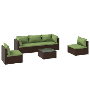 vidaXL Garden Lounge Set Brown, Green - 1 of 4
