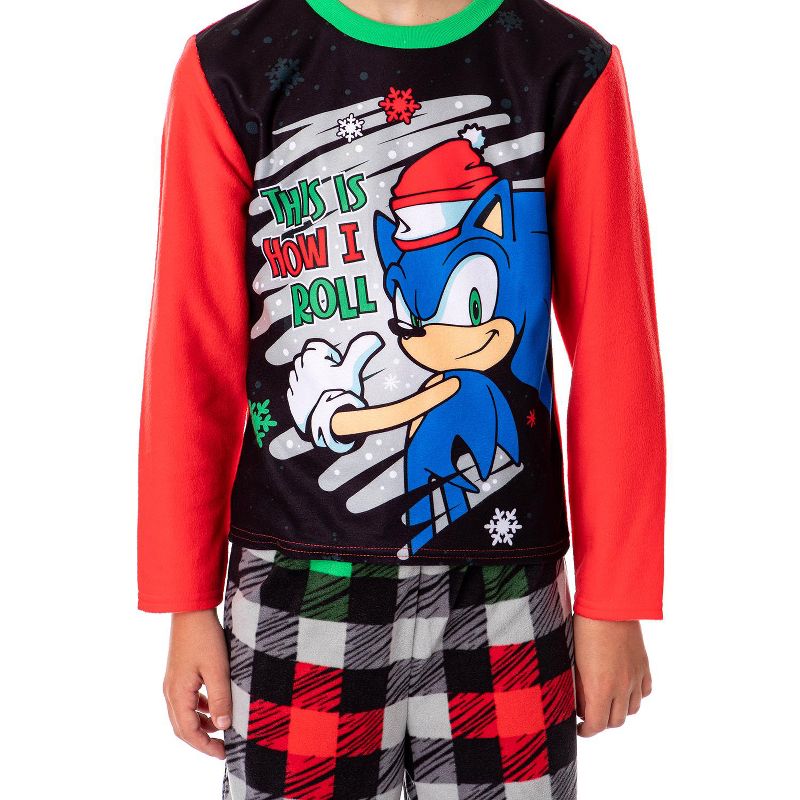 Sonic the Hedgehog Boys' Christmas This Is How I Roll Pajama Set, 3 of 4