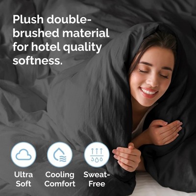 Queen Size Gray Microfiber Duvet Cover Set with Pillow Shams