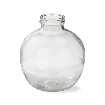 tagltd Decorative Jar Vase Clear Recycled Glass Large Size 12.6 Diameter x 13.8 H, inch.