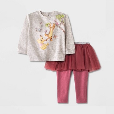 Baby Girls' Disney Winnie the Pooh Top and Bottom Set - Pink 0-3M