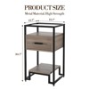 ODK 1PCS Nightstands, Beside Table with Storage Drawer, Small End Table with Steel Frame and Tempered Glass Top, Bedroom, Black and Rustic Brown - 3 of 4