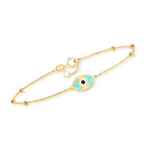 Pure Collection by Ross-Simons Italian 14kt Yellow Gold Evil Eye Bracelet With Multicolored Enamel - 1 of 4