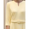 INSPIRE CHIC Women's Pleated 3/4 Sleeve Split V Neck Belted 2026 Elegant Work A-Line Midi Dresses - 4 of 4