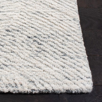 Handmade Dark Grey and Ivory Wool Tufted Rug, 3' x 5'