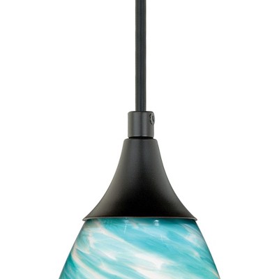 Milano Oil Rubbed Bronze Mini Pendant with Hand-Blown Glass Shade