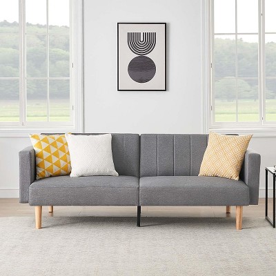 Futon Linen Sofa Bed, Foldable Convertible Couch for Small Spaces, Modern Sleeper Sofa for Living Room, Bedroom, Dorm
