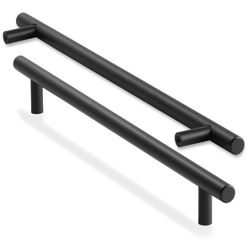 Cauldham Solid Stainless Steel Euro Cabinet Pull Matte Black (10" Hole Centers) - 10 Pack, 2 of 8