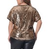 Agnes Orinda Women's Plus Size Allover Sparkle Sequin Crew Neck Short Sleeve Party Glitter Blouses - 4 of 4