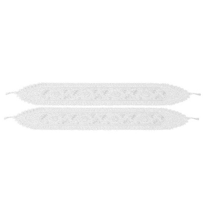 Juvale 2-Pack White Floral Lace Polyester Cloth Dining Table Runner for Weddings, 72 Inches long x 13 in