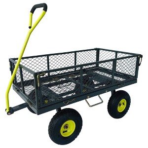 Yard Tuff 3-in-1 Dual Side Dump Wagon with Fold-Down Sides for Outdoor Garden, and Lawn with Pneumatic Tires and Heavy Duty Steel, 20 x 38 Inch - 1 of 4