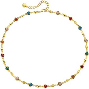 Gold Beaded Choker Necklace 18K Plated Dainty Chain for Women - 1 of 4