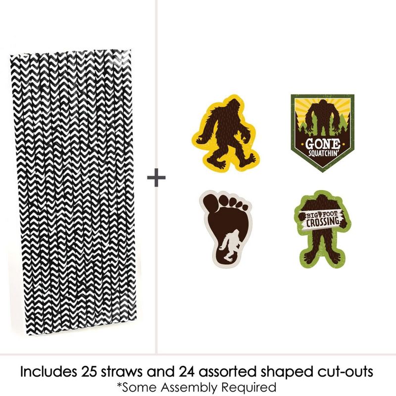 Big Dot of Happiness Sasquatch Crossing - Paper Straw Decor - Bigfoot Party or Birthday Party Striped Decorative Straws - Set of 24, 3 of 7