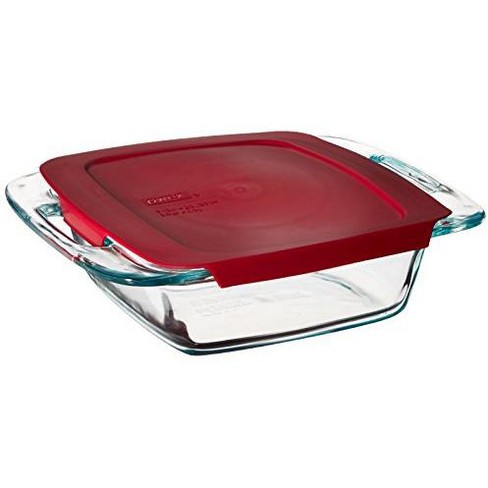 Pyrex Get Dinner Away Large Handle 8 x 8 Square Dish. Making it Easy to  Monitor Casserole Cooking and Brownie Baking from a, 4, Red 8