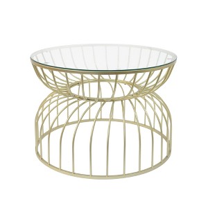 ChicFurnit Coffee Table Golden Modern Design with Elegant Base for Living Room or Office, Gold, 31.1"*31.1"*17.91" - 1 of 4